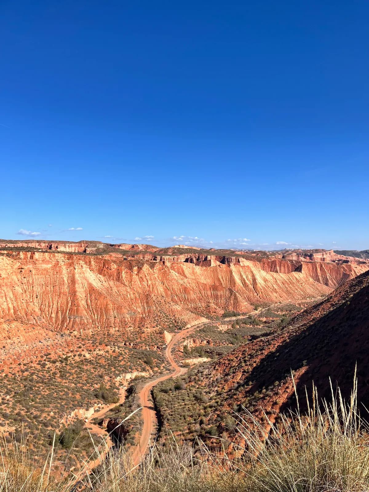 Red rock formations under a clear sky